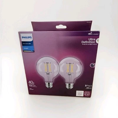 Philips Ulta Definition 40w Lightbulbs (2) G25 Dimmable - Image 1 of 4