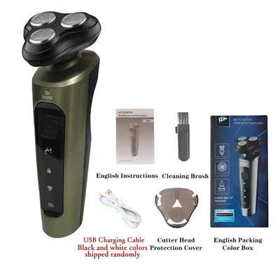 Mens Electric Shaver Razor Wet/Dry Rechargeable Rotary Cordless USB Charging UK