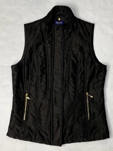 Pendleton Womens Size Large Zip Front Vest Black Gold Accent Buttons - Picture 1 of 10
