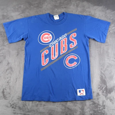 Vintage 90s Chicago Cubs T Shirt Nutmeg MLB Size L Large USA Made Single Stitch - Image 1 of 4