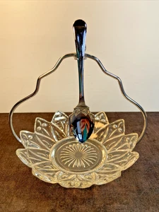 Federal Glass 1960’s Glass Jelly-Condiments Dish in Stainless Frame w/Spoon-6.5” - Picture 1 of 11