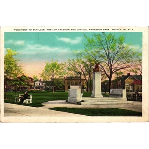 Vintage Monument to Schiller Anderson Park Rochester NY Postcard - Picture 1 of 2
