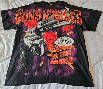 Vintage Guns N Roses AOP Shirt XL Single Stitch Welcome To the Jungle REPRINT  - Image 1 of 4