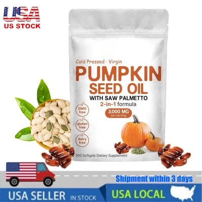 Aceite de semilla de calabaza Saw Palmetto 3000 mg - Salud de la vejiga, apoyo inmunológico 1-3 piezas Foto 1 de 4