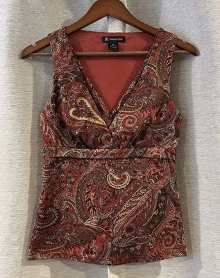 VTG 90’s Y2K INC International Concepts Paisley Babydoll Top Sequins Whimsi Sz M - Image 1 of 4