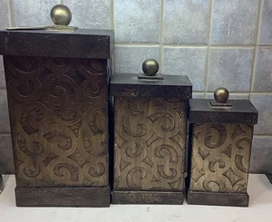 Uttermost Nera Metal Decorative Boxes - Set Of 3 Retired 19418 - Picture 1 of 21