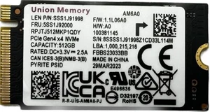 Union Memory 512GB M.2 NVMe SSD PCIe 4.0 x4 2242 PC Laptop Notebook Festplatte - Bild 1 von 3
