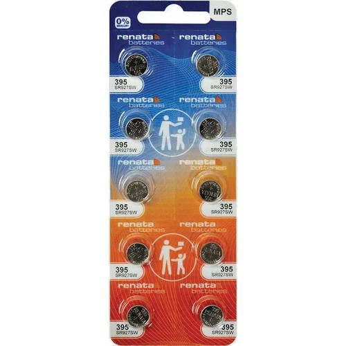 10 Batterie Renata 395 SR927SW - Ossido D'Argento 1.55V Per Orologi