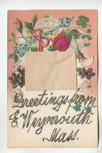Seidenrose Glitzer Grüße aus East Weymouth MA - Bild 1 von 1