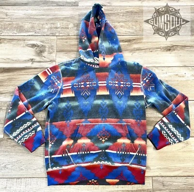PULÔVER COM CAPUZ POLO RALPH LAUREN ASTECA SOUTHWESTERN BEACON SERAPE FLEECE tamanho G - Imagem 1 de 4