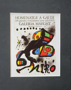 Joan Miro "Homenatge A Gaudi" Poster Druck Passepartout Offset Lithographie 1980 - Bild 1 von 2