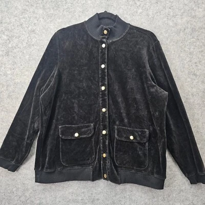 Винтажный LAUREN RALPH LAUREN куртка женщин 1 X черное золото кнопка Y2K опрятный бархат - Изображение 1 из 4