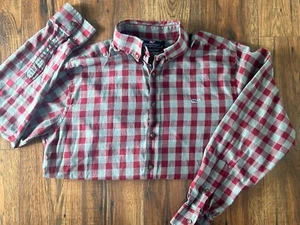Men’s Vineyard Vines Slim Fit Whale Long Sleeve Plaid Shirt Size Large Red Gray - Picture 1 of 5