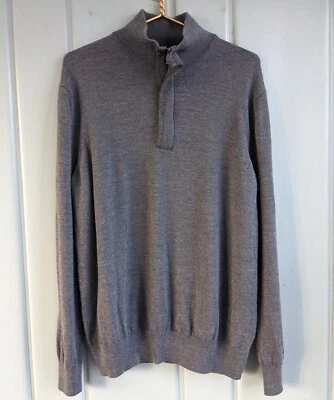 Banana Republic Merino Wool Quarter Zip Sweater Mens XL Grey 1/4 High Neck 100% - Image 1 of 4