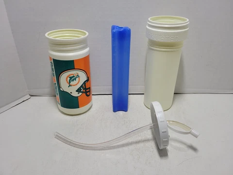 Vintage NFL Miami Dolphins CoolX Insluated Cooling Cartridge Mug Straw 32oz 10" Cover