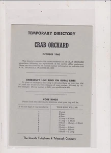 VINTAGE OCT1960 CRAB ORCHARD,NE PHONE DIRECTORY FREE SHIP IN U S - Picture 1 of 1