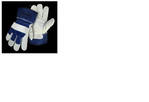 BOSS 1JL4095U Blue Rubber Safety Cuff Split Cowhide Leather Gloves, M, L & XL - Picture 1 of 2