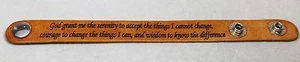 SERENITY PRAYER LASER ENGRAVED LEATHER BRACELET ADJUSTABLE - Picture 1 of 1