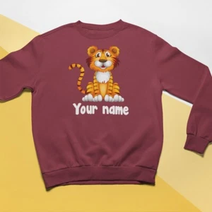 Personalised Custom Printed Your Name Sweatshirt Cute Jungle Lion Novelty Gifts - Picture 1 of 24