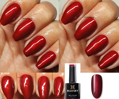 BLUESKY GEL NAIL POLISH RED METALLIC AUTUMN WINTER BANKSO UV LED NAIL SOAK OFF