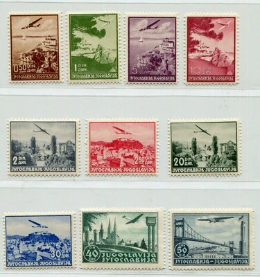 YUGOSLAVIA 1937-1940 SCARCE AIR MAIL SET SCOTT C7-C16 PERFECT MNH - Image 1 of 2