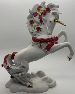 VTG 1996 Princeton Gallery, Porcelain, Unicorn, Yuletide Joy, Figurine - Picture 1 of 9