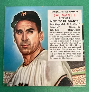 1953 Red Man #NL8 SAL MAGLIE New York Giants VG/VGEX (no creasing) - Picture 1 of 2