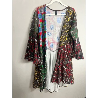 Hilos Sagrados Patchwork Kimini Estampado Floral Mixto Boho Campesino L/XL Manga Wie Foto 1 de 4