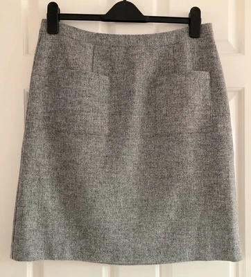 Laura Ashley Moon Grey Wool Tweed Lined Skirt Size 12 L21.5” Front Pockets ExCon - Image 1 of 4
