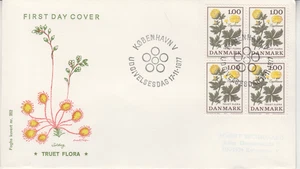 DENMARK : 1977   FDC/ COVER - SCOTT #  609  BLOCK 4  -FLOWERS - Picture 1 of 1