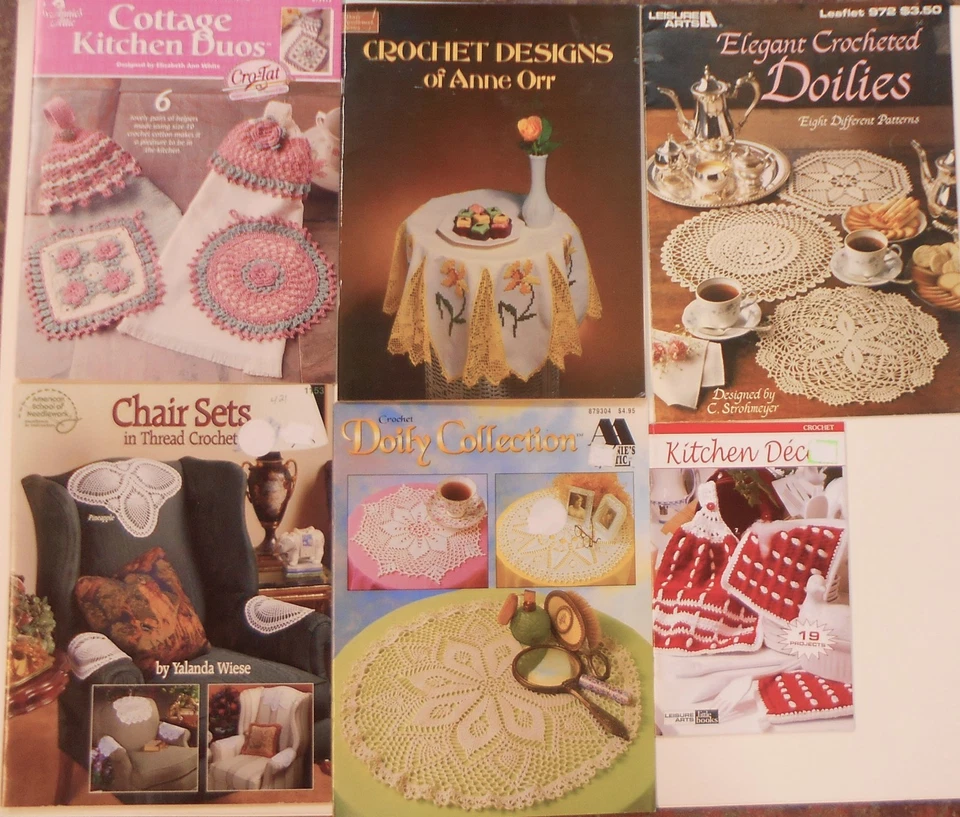 6 tapetes de libros con patrón de ganchillo, decoración de cocina, toallas y paños de lavado, juegos de sillas + Foto 1 de 1