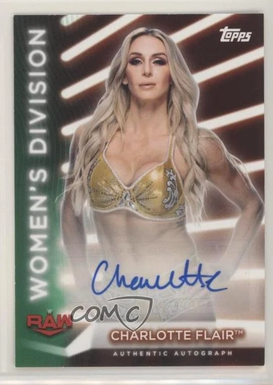 2021 Topps WWE Women's Division Roster Green /50 Charlotte Flair #A-CF Auto - Image 1 of 2