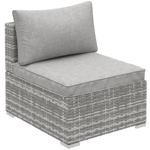 Outsunny Outdoor Garden Furniture Rattan Single Middle Sofa w/ Cushions Grey - Picture 1 of 11