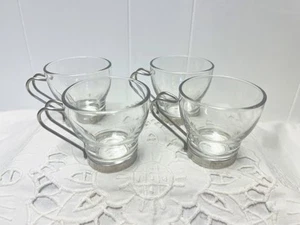 Bormioli Rocco Italy Espresso Cappuccino Demitasse Glass Coffee Cups Steel Set 4 - Picture 1 of 4