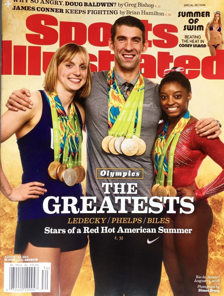 August 22, 2016 Katie Ledecky Simone Biles Phelps Sports Illustrated NO LABEL - Image 1 of 1