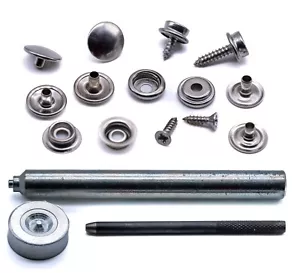 Stainless steel press snap fastener 316 A4 marine grade boat canopy bimini cover - Foto 1 di 13