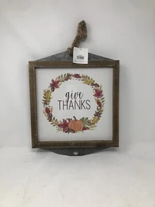 Harvest  Fall Thanksgiving “Give Thanks” Wall Decor Hanging  Picture rustic - Picture 1 of 6