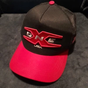 OneX USA Classic Black Red Snapback Trucker Cap Hat - Picture 1 of 4