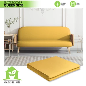 Orange Queen Size Schonbezüge Waschbar Sofaschoner Armlos Stretch Futon Bezug - Bild 1 von 10