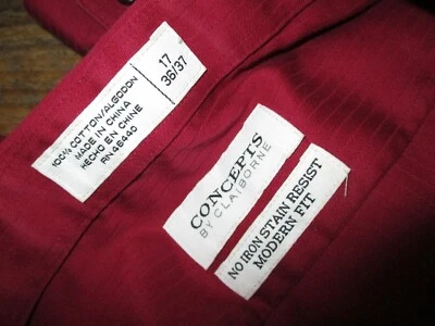 Concepts by Claiborne Maroon Button Front LS Dress Shirt Size 17 36/37 Men's - Image 1 of 4