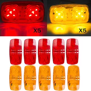 10x Trailer Marker LED Light Double Bullseye 10 Diodes Clearance Lamp Red/Amber - Picture 1 of 11