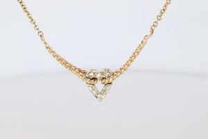 14k Open Heart Diamond Necklace. Suspended Heart Necklace. - Picture 1 of 5