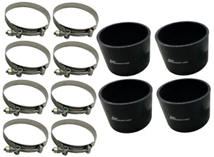 4" TURBO INTAKE INTERCOOLER PIPING SILICONE BOOT COUPLER 4 HOSE & 8 T-BOLT CLAMP - Bild 1 von 2