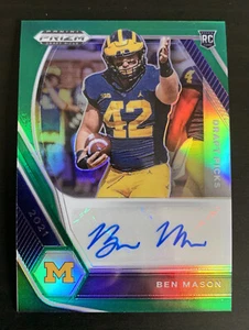 2021 PANINI PRIZM DRAFT PICKS AUTO Green BEN MASON RC Rookie Baltimore Ravens - Picture 1 of 1
