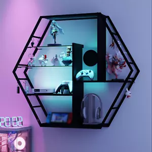Wandregal Hängeregal Bücherregal 5 Ebenen Wandboard mit LED Licht RGB APP Metall - Bild 1 von 8