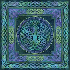 Northcott - Stonehenge Celtic Roots - 43" Tree Of Life Panel - Navy/Multi - Picture 1 of 8