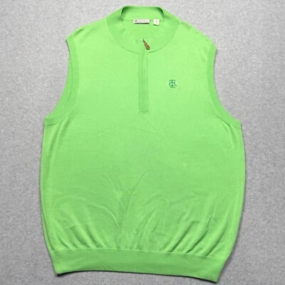 Chaleco Donald Ross Para Hombres XL Verde Blowing Rock Club de Golf 1/4 Cremallera Lana Suéter * Foto 1 de 4