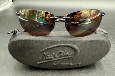 MAUI JIM SPORT HO'OKIPA Black Bronze Polarized Sunglasses G407-02 + Case - Image 1 of 4