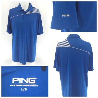 Ping Sensor Cool Golf Polo Shirt L Blue Polyester Short Slv No Flaws YGI S3-70 - Image 1 of 4