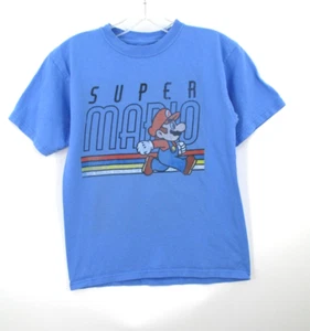 NINTENDO SUPER MARIO T-Shirt Tee Children Kids Unisex Size XL Blue Gamer Retro - Picture 1 of 9
